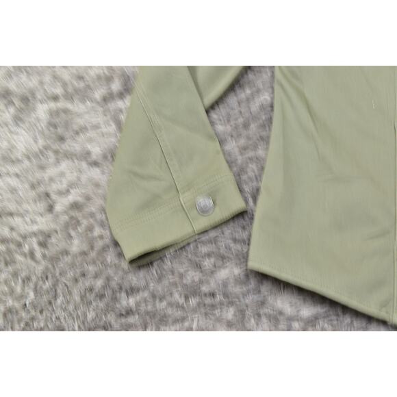 Chico's Green Cotton Blend Button Jacket Size 2 Long Sleeve Solid - Picture 6 of 7